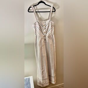 Universal Thread Linen Blend Multicolor Spaghetti Strap Empire Wide Leg Jumpsuit